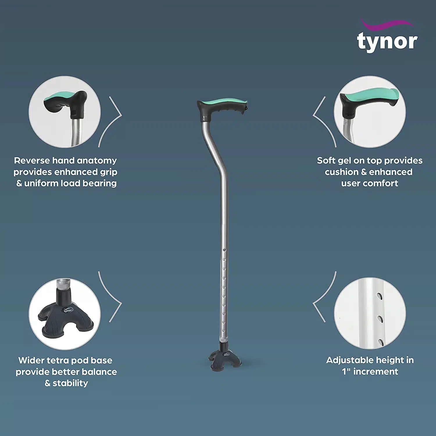 Tynor Walking Stick Tetra tripod1