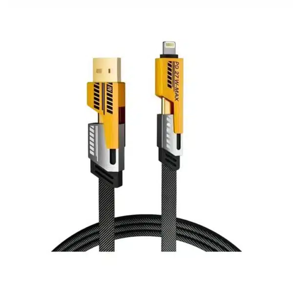 A1DNS 240W Type C 4 in 1 Fast Charging Cable (Black & Yellow)